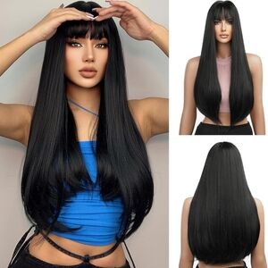 Long Dark Black Wig